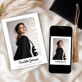 Retro Graduation Typography Announcement Card 案内状
