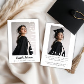 Retro Graduation Typography Announcement Card 案内状