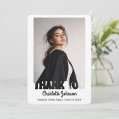 Retro Graduation Typography Thank You Card 案内状 (スタンド正面)