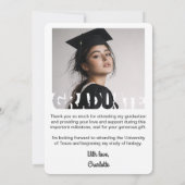 Retro Graduation Typography Thank You Card 案内状 (裏面)