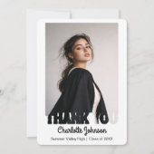 Retro Graduation Typography Thank You Card 案内状 (正面)