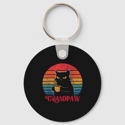 Retro Grandpaw Funny Sarcastic Cat Lover Quote Gra キーホルダー (正面)