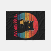 Retro Grandpaw Funny Sarcastic Cat Lover Quote Gra フリースブランケット (正面(横))