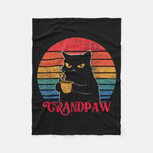 Retro Grandpaw Funny Sarcastic Cat Lover Quote Gra フリースブランケット (正面)
