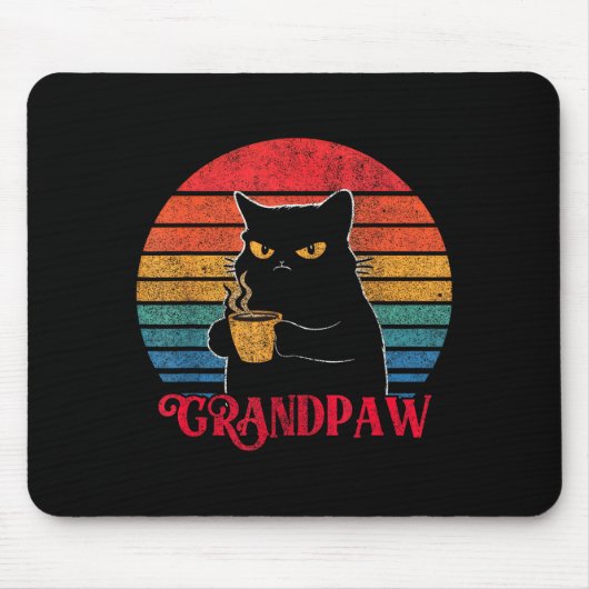Retro Grandpaw Funny Sarcastic Cat Lover Quote Gra マウスパッド (正面)