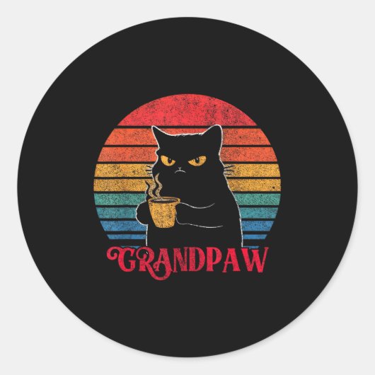 Retro Grandpaw Funny Sarcastic Cat Lover Quote Gra ラウンドシール (正面)
