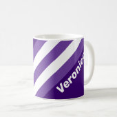 Retro Grapevine Grove Stripes with Name コーヒーマグカップ (正面右)