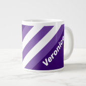 Retro Grapevine Grove Stripes with Name ジャンボコーヒーマグカップ (正面右)