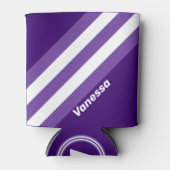 Retro Grapevine Grove Stripes with Name 缶クーラー (正面)