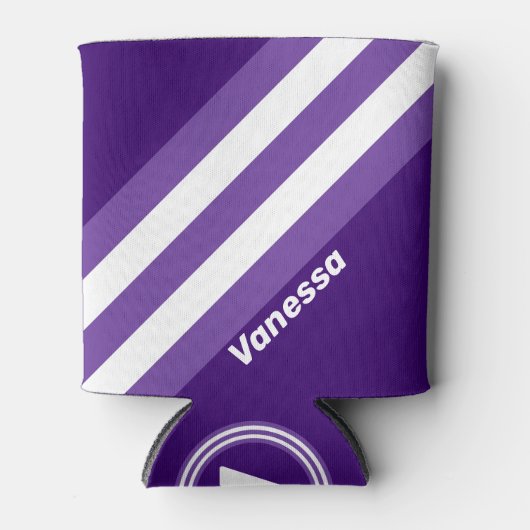Retro Grapevine Grove Stripes with Name 缶クーラー (正面)