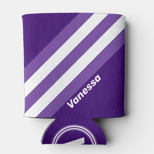 Retro Grapevine Grove Stripes with Name 缶クーラー (裏面)