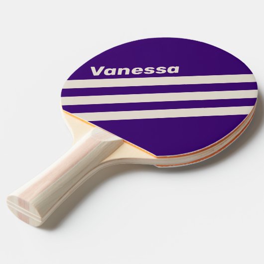 Retro Grapevine Three Angled Striping with Name 卓球ラケット (正面アングル)