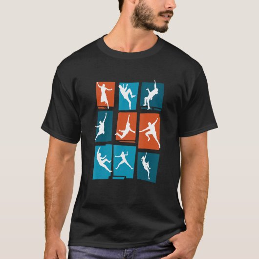 Retro Graphic Climbing Bouldering Rock Climber Mou Tシャツ (正面)