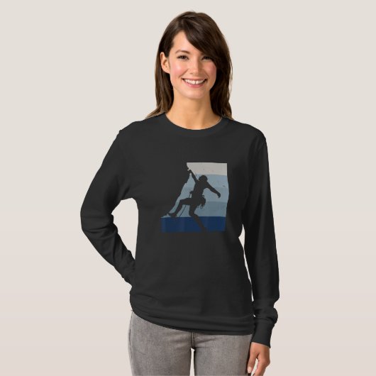 Retro Graphic Climbing Bouldering Rock Climber Mou Tシャツ (正面フル)