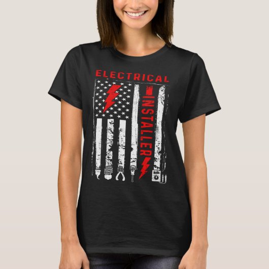 Retro Graphic Electrician Electrical Engineer Engi Tシャツ (正面)