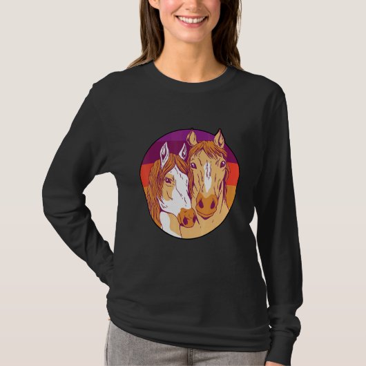 Retro Graphic Horse Lover Equestrian Rider Horses  Tシャツ (正面)