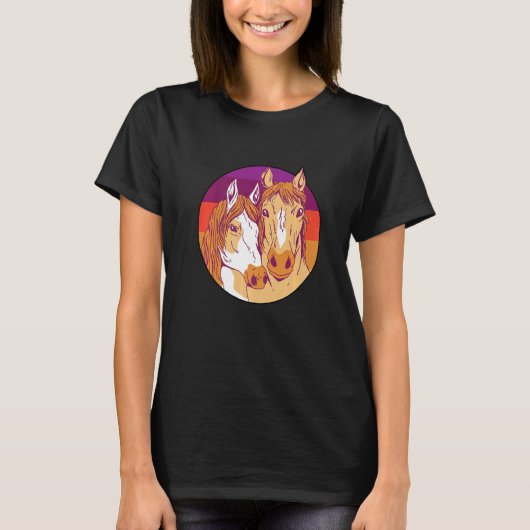 Retro Graphic Horse Lover Equestrian Rider Horses  Tシャツ (正面)