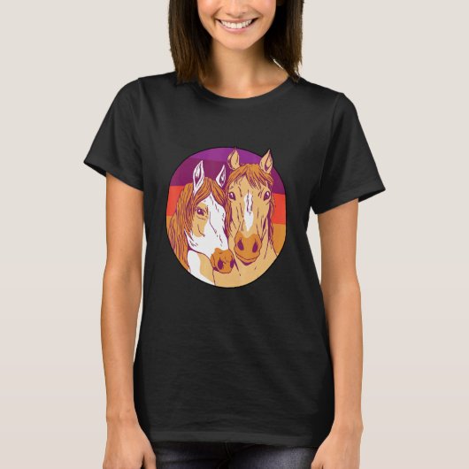 Retro Graphic Horse Lover Equestrian Rider Horses  Tシャツ (正面)