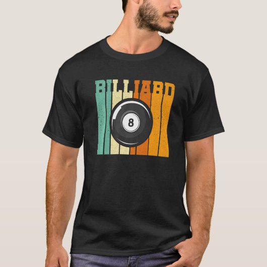 Retro Graphic Pool Billard Snooker Billard Cue 8 B Tシャツ (正面)