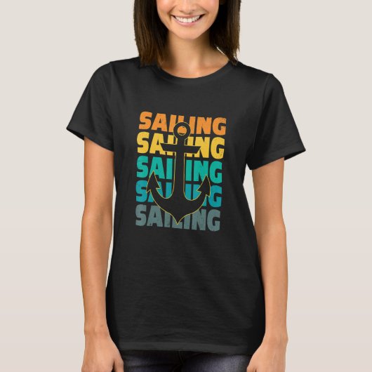 Retro Graphic Sailboat Captain Sailing Sea Boat Sa Tシャツ (正面)
