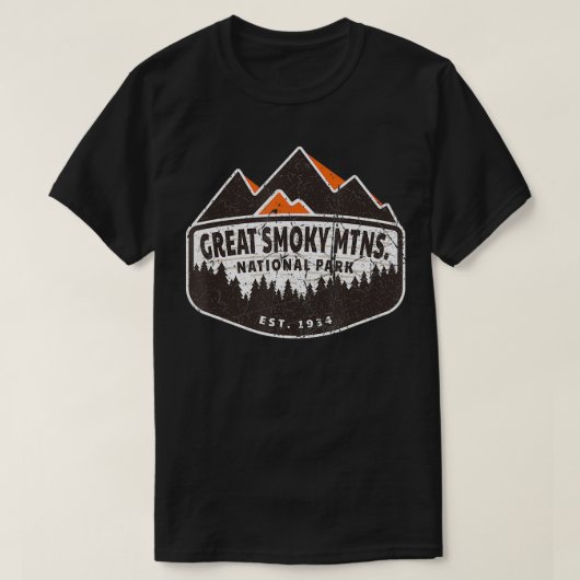 Retro Great Smoky Mountains National Park Est Tシャツ (デザイン正面)