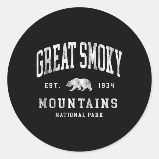 Retro Great Smoky Mountains National Park Mens Wom ラウンドシール (正面)