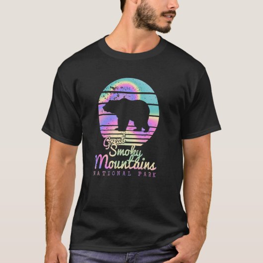Retro Great Smoky Mountains National Park TN Bear Tシャツ (正面)