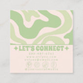 Retro Green 70s Boho Groovy Unique Trendy Unique スクエア名刺 (裏面)