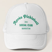 Retro Green Après Pickle Ball Social Club White キャップ (正面)