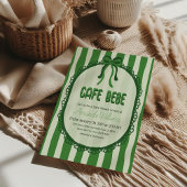 Retro Green Bow Franch Cafe Baby Shower 招待状