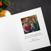 Retro green Christmas Tree & Family Photo Custom  カード