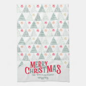 Retro Green Christmas Trees Modern Abstract Unique キッチンタオル (縦)