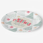 Retro Green Christmas Trees Modern Abstract Unique ペーパープレート (アングル)