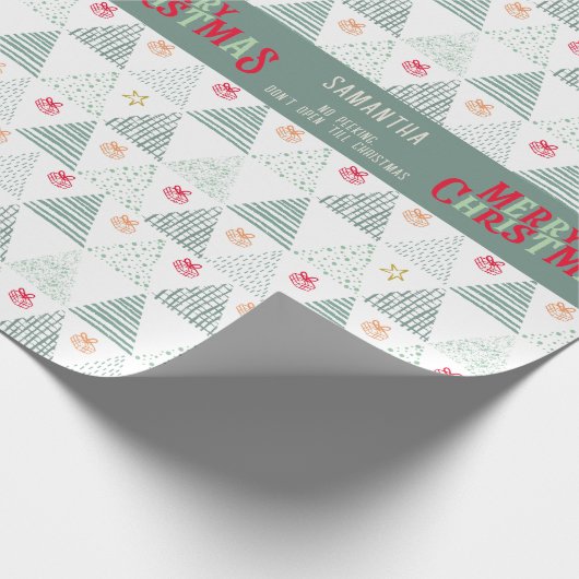 Retro Green Christmas Trees Modern Abstract Unique ラッピングペーパー (角)