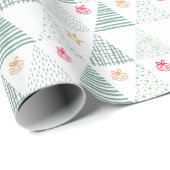 Retro Green Christmas Trees Modern Abstract Unique ラッピングペーパー (ロールコーナー)