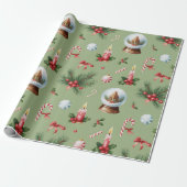 Retro Green Christmas Wrapping Paper ラッピングペーパー (アンロールド)