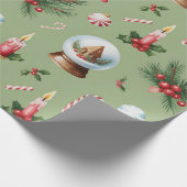 Retro Green Christmas Wrapping Paper ラッピングペーパー (角)