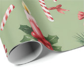 Retro Green Christmas Wrapping Paper ラッピングペーパー (ロールコーナー)