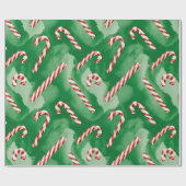 Retro Green Christmas Wrapping Paper ラッピングペーパー (フラット)