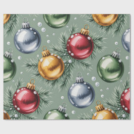 Retro Green Christmas Wrapping Paper ラッピングペーパー