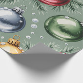 Retro Green Christmas Wrapping Paper ラッピングペーパー (角)