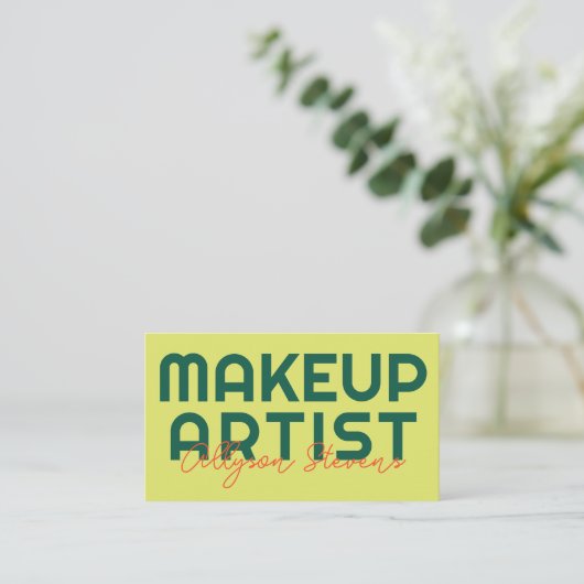 Retro Green Citrus Makeup Artist QR Code 名刺 (スタンド正面)