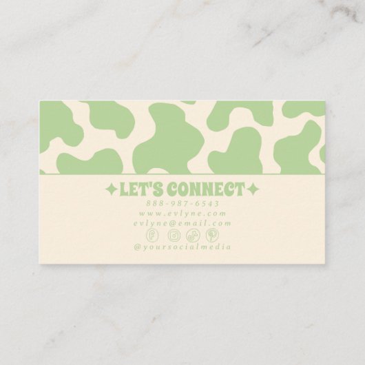 Retro Green Cream 70s Boho Groovy Funky Trendy 名刺 (裏面)