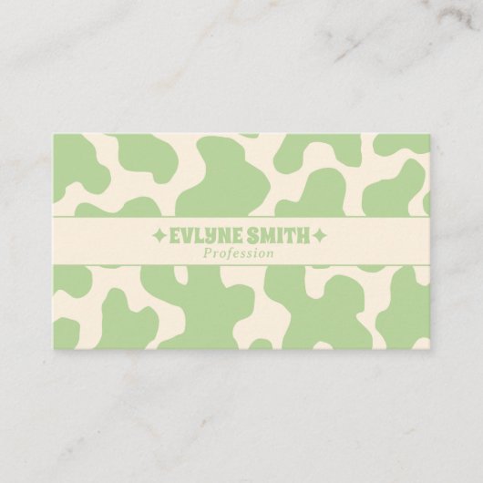 Retro Green Cream 70s Boho Groovy Funky Trendy 名刺 (正面)