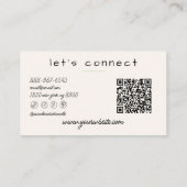 Retro Green Cream Wavy Checkered Boho QR Code 名刺 (裏面)