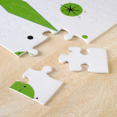 Retro Green Diamonds & Starbursts Puzzle ジグソーパズル (側面)