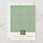 Retro Green Gingham Plaid Pattern Photo Wedding セーブザデート (裏面)