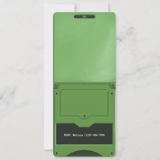 Retro Green Handheld Gaming Birthday Invitation 招待状 (裏面)