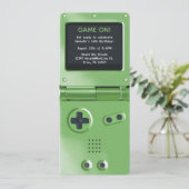 Retro Green Handheld Gaming Birthday Invitation 招待状 (スタンド正面)