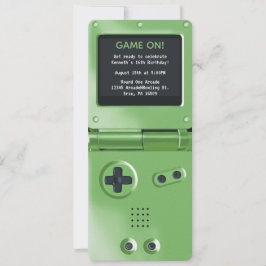 Retro Green Handheld Gaming Birthday Invitation 招待状